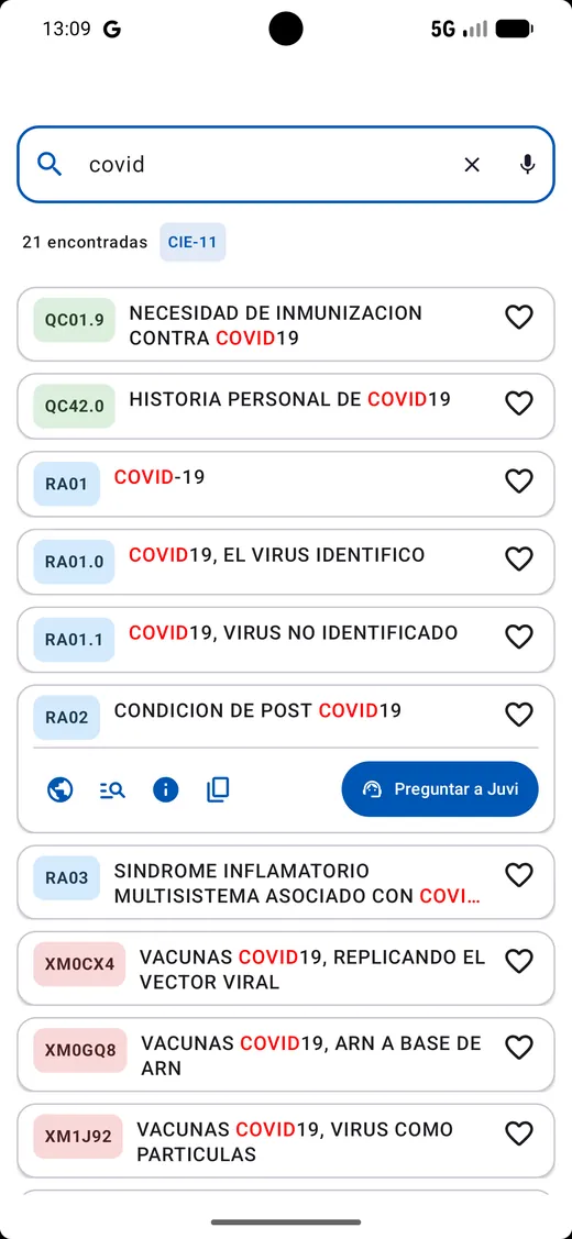Resultados de búsqueda en CIE-11
