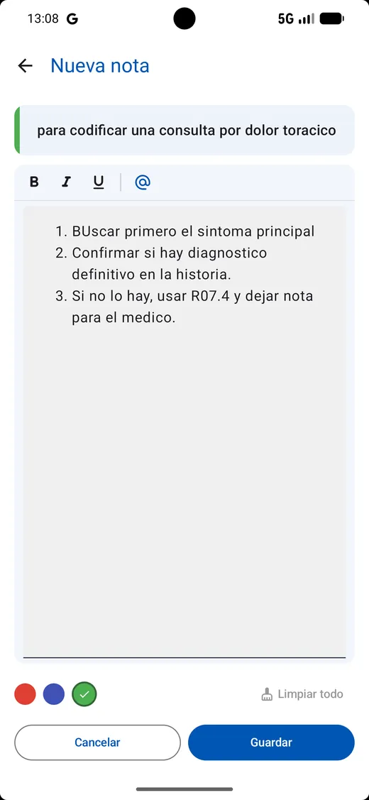 Editor de notas con formato