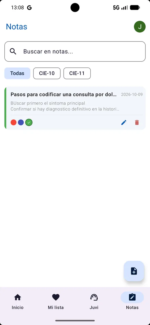 Listado de notas