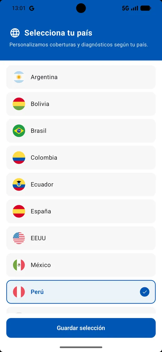 Selección de país